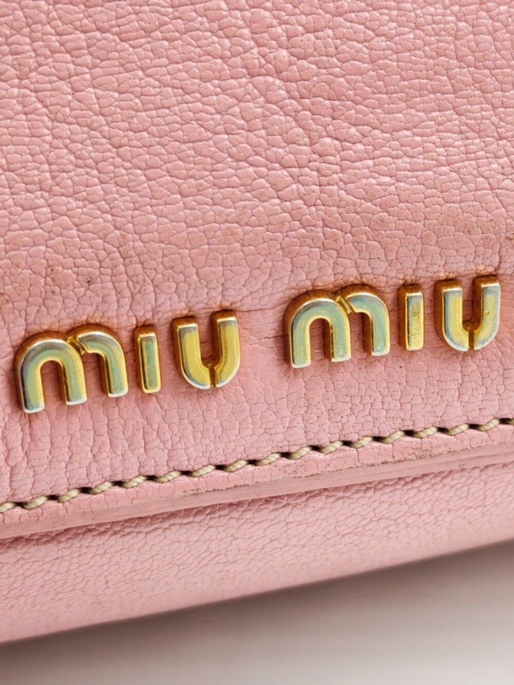 Miu Miu Pink Vitello Leather Satchel Top Handle Bag Gold Hardware - Picture 12 of 15